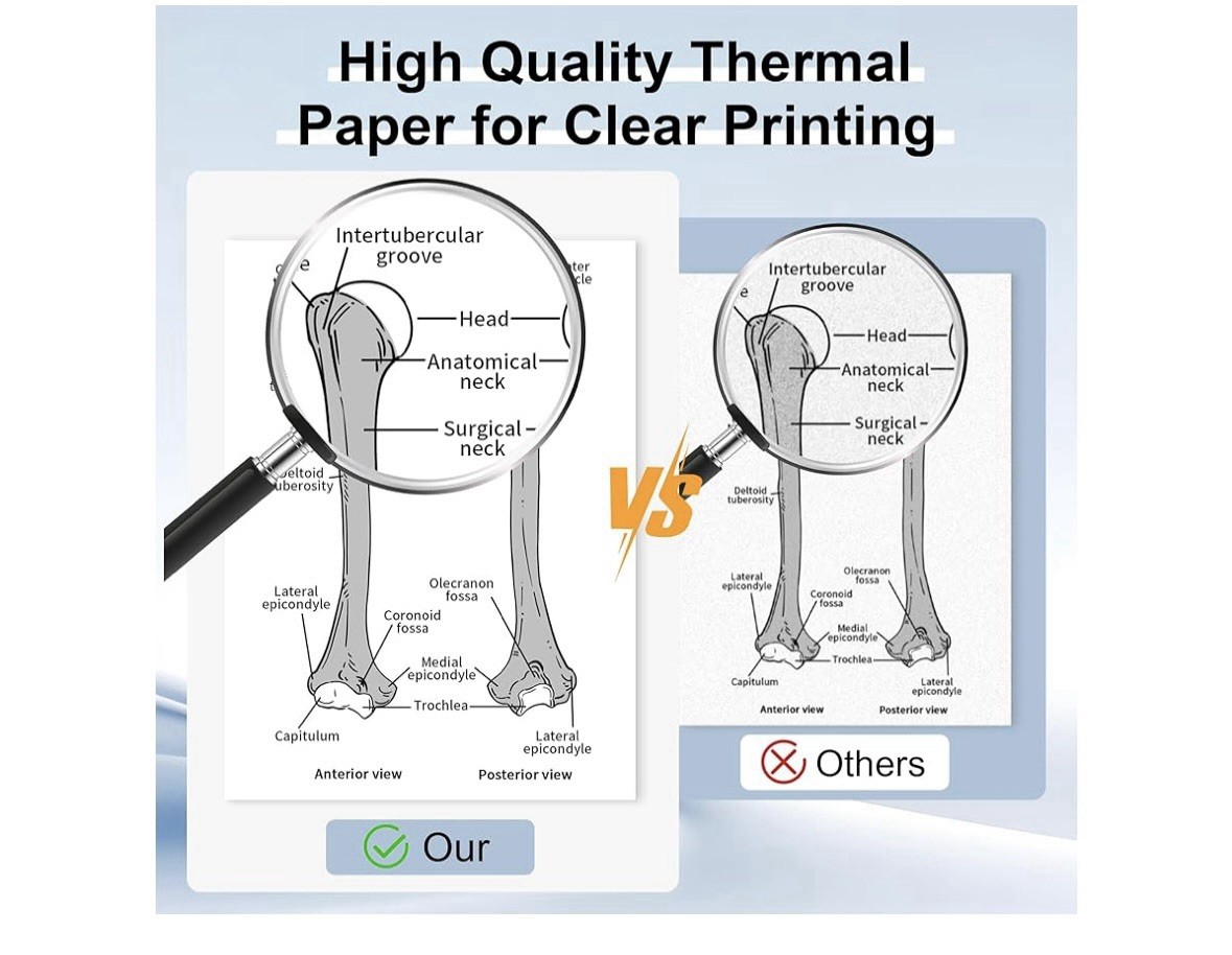 2 Rolls Phomemo Thermal Paper 8.5’’ x 11’’ US Letter Size, Advance. Thermal.