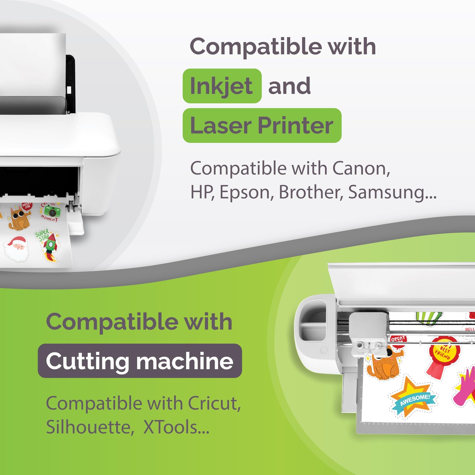 Premium Printable Vinyl Sticker Paper for Inkjet Printer – 34 Sheets Self-Adh…
