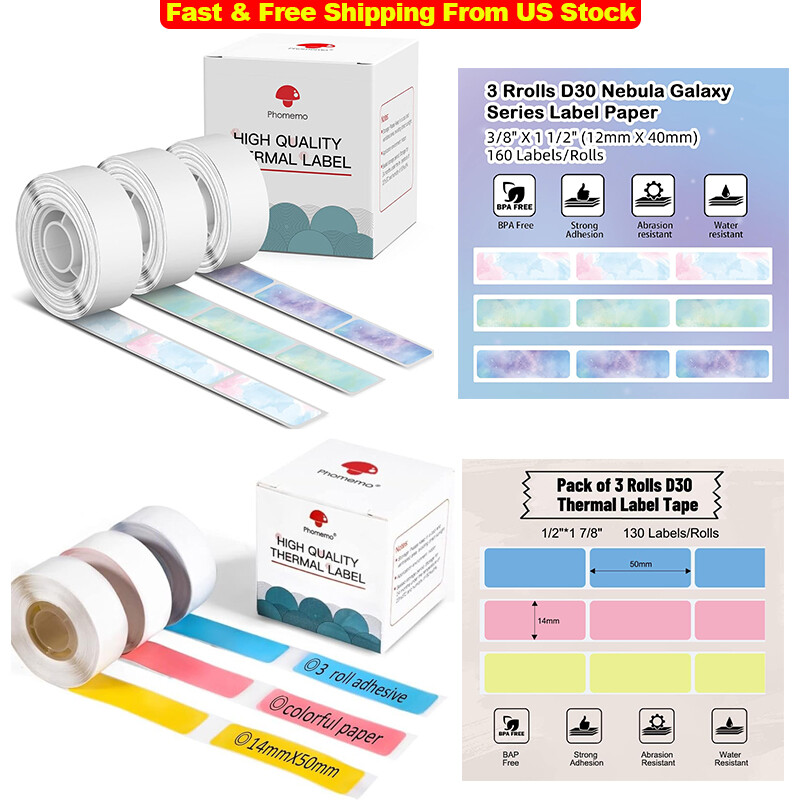 Phomemo Self-Adhesive Thermal Labels 12×40mm 12x50mm Sticker For D30 Label Maker