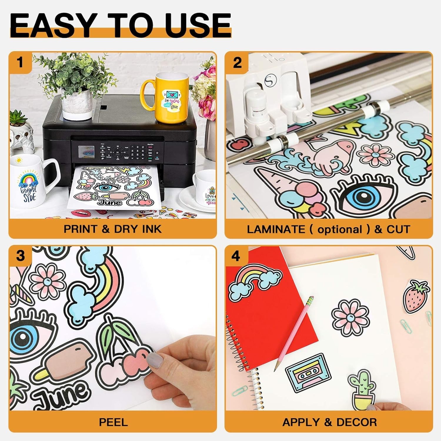 Printable Vinyl for Inkjet Printer & Laser Printer – 40 Pcs Glossy White Wate…
