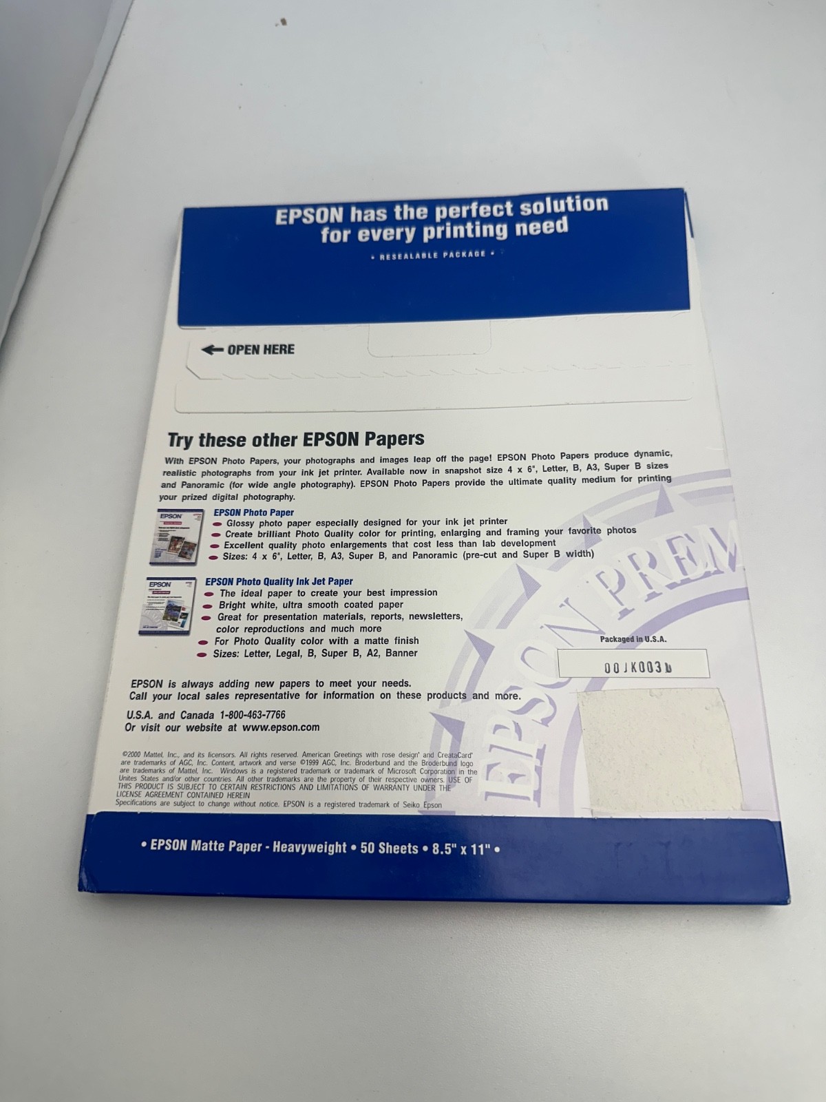 Epson S041257 Matte Paper Heavyweight Letter 8.5″ X 11″ – 50 Sheets