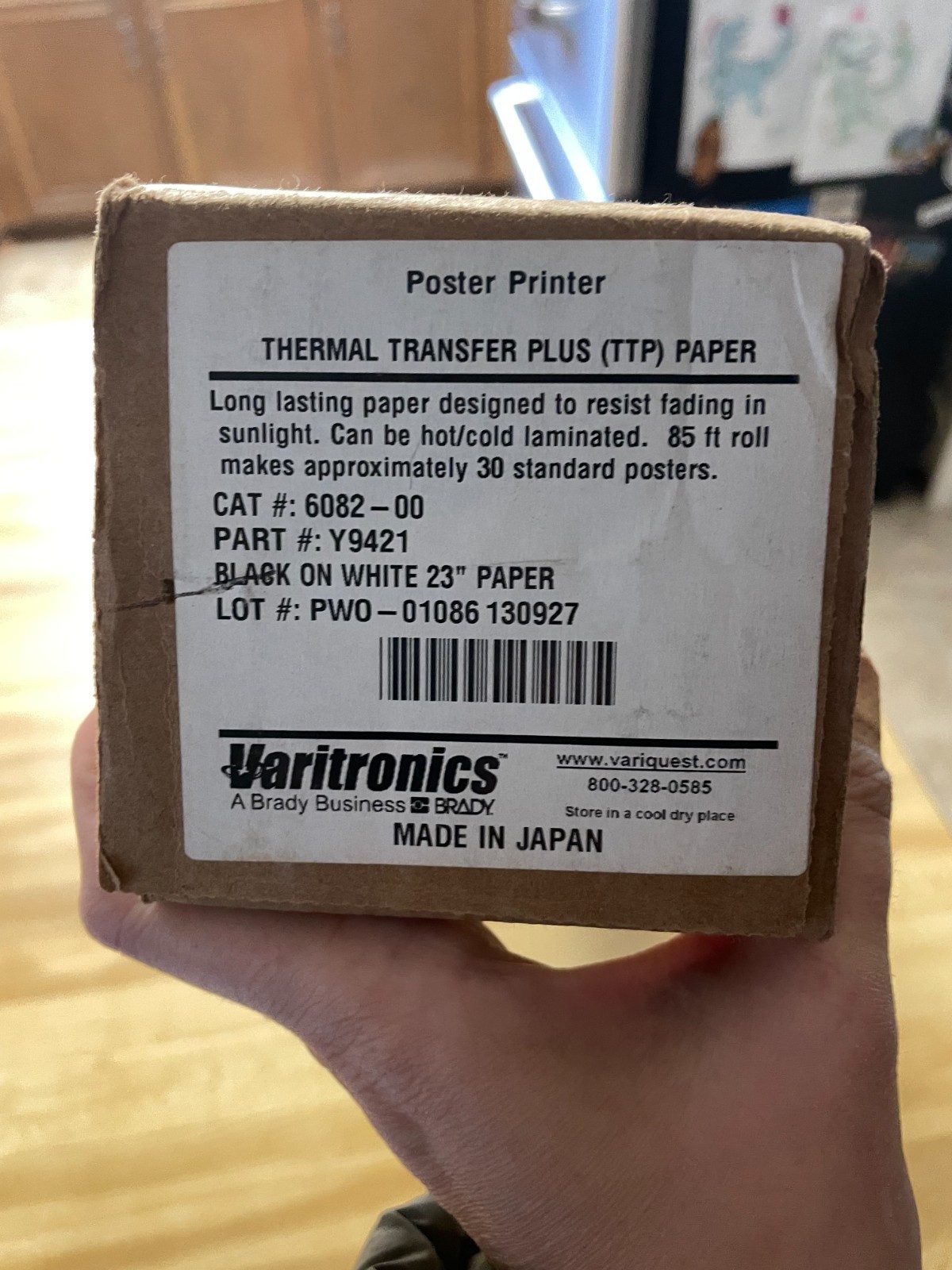 Poster Printer Paper by Varitronics Thermal Transfer Plus Black on White 23″