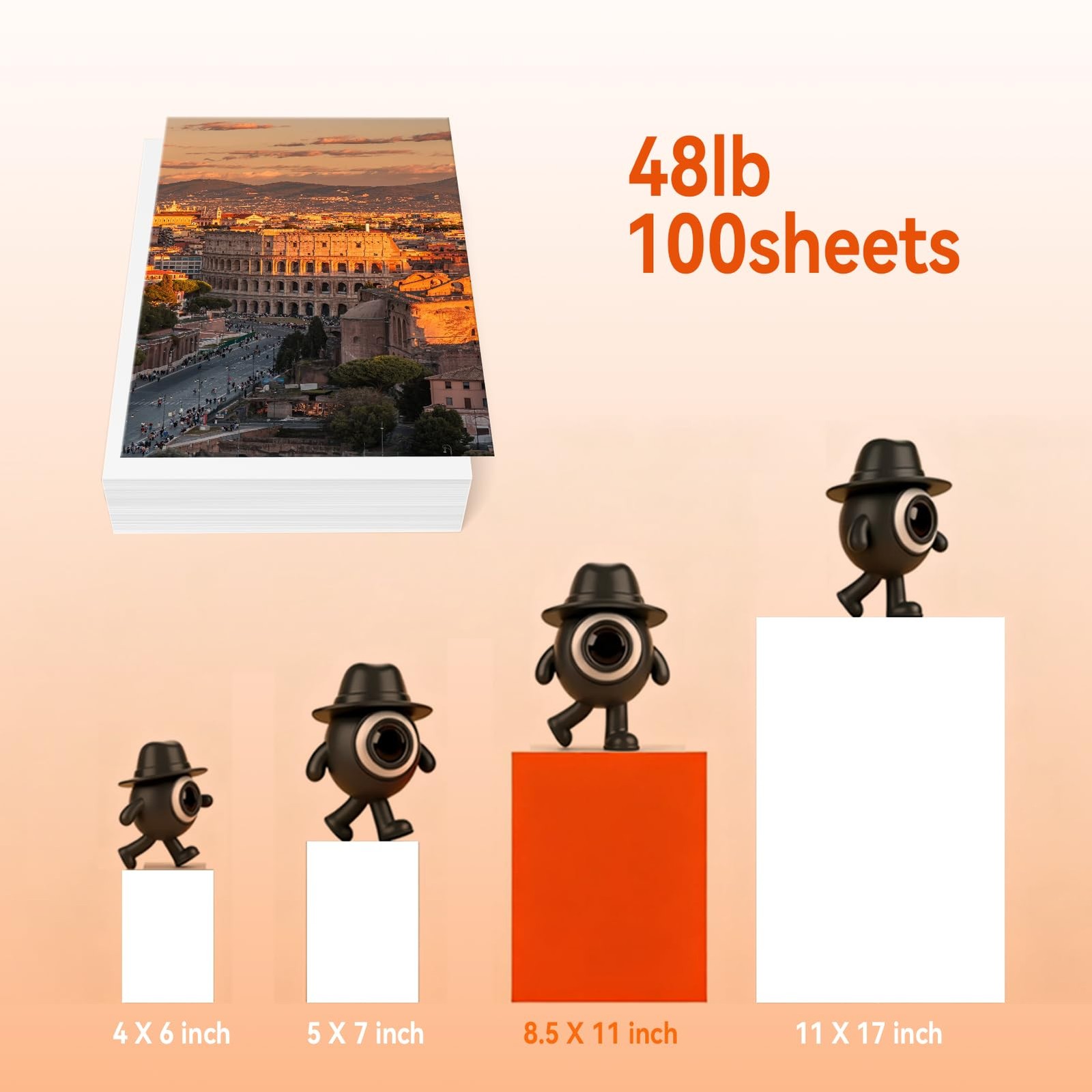 100 Sheets Single Side Inkjet Glossy Photo Paper 8.5×11 Inch 180GSM Craft