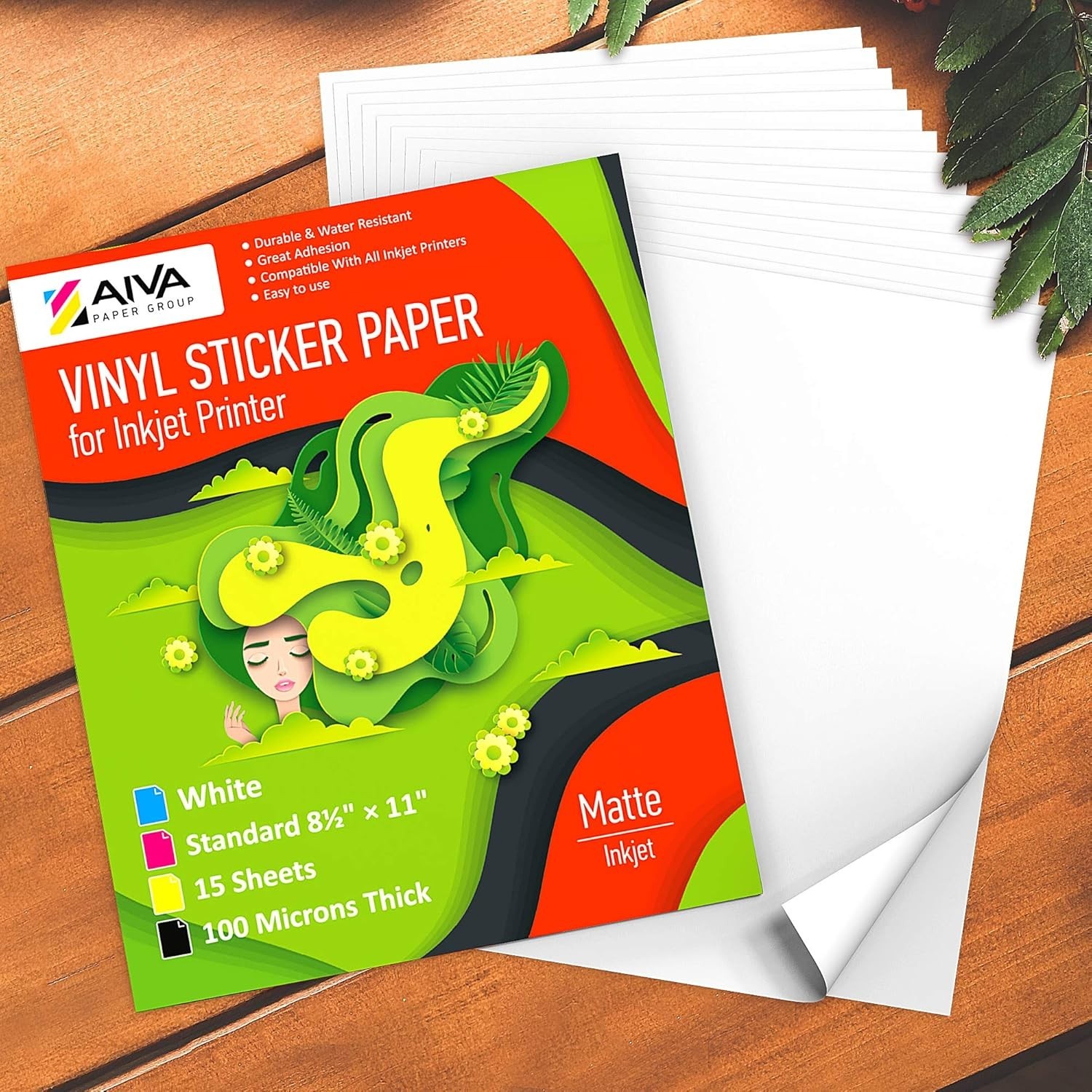 Printable Vinyl Sticker Paper for Inkjet Printer – Matte White – 15 Self-Adhe…
