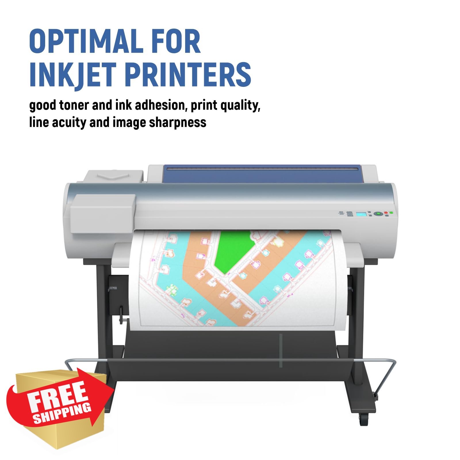 Goefun 24″x500′ Plotter Paper 2 Rolls Wide Format 3″ Core Inkjet