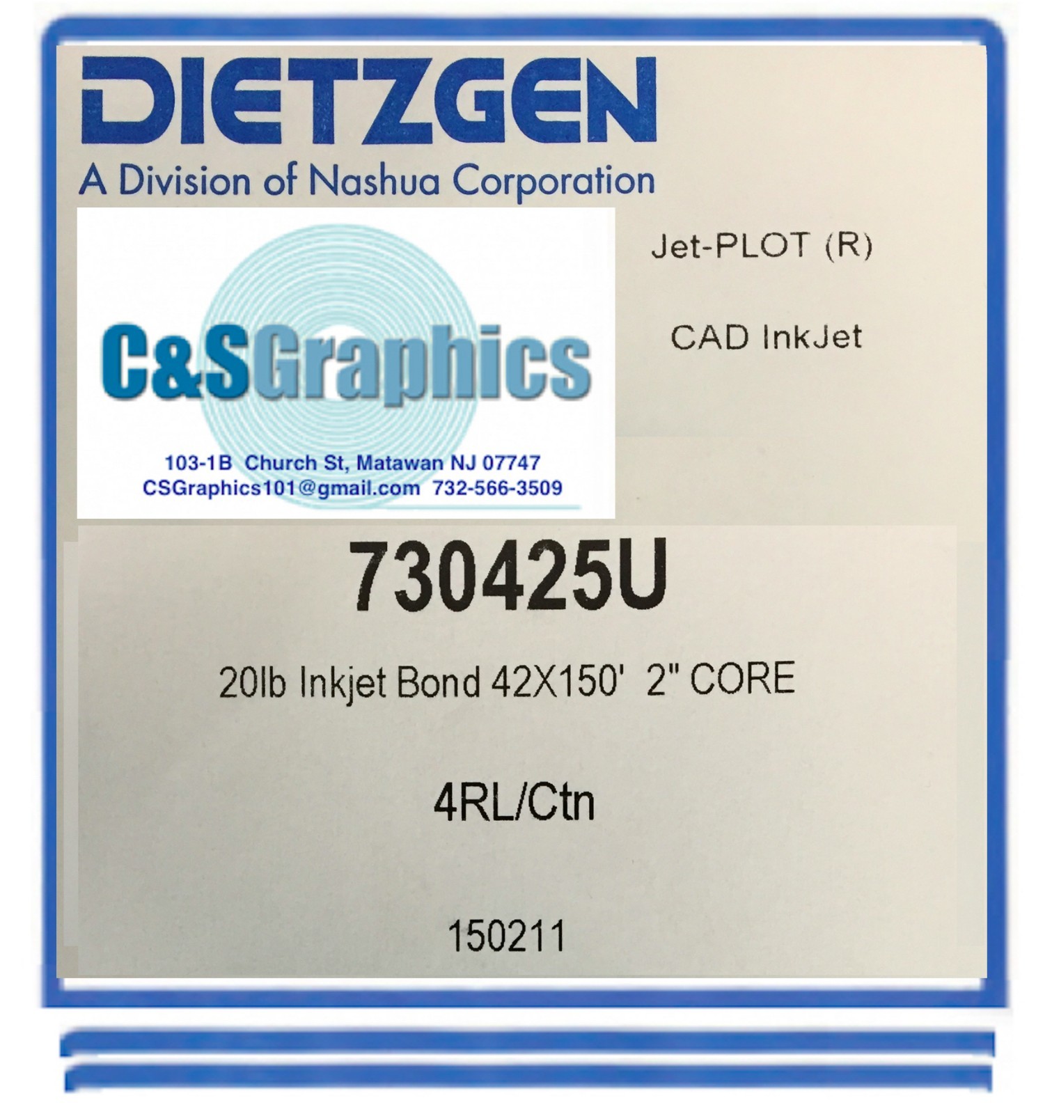 4 ROLLS 42″ x 150′ 20lb Inkjet Bond Plotter Paper HP DesignJet