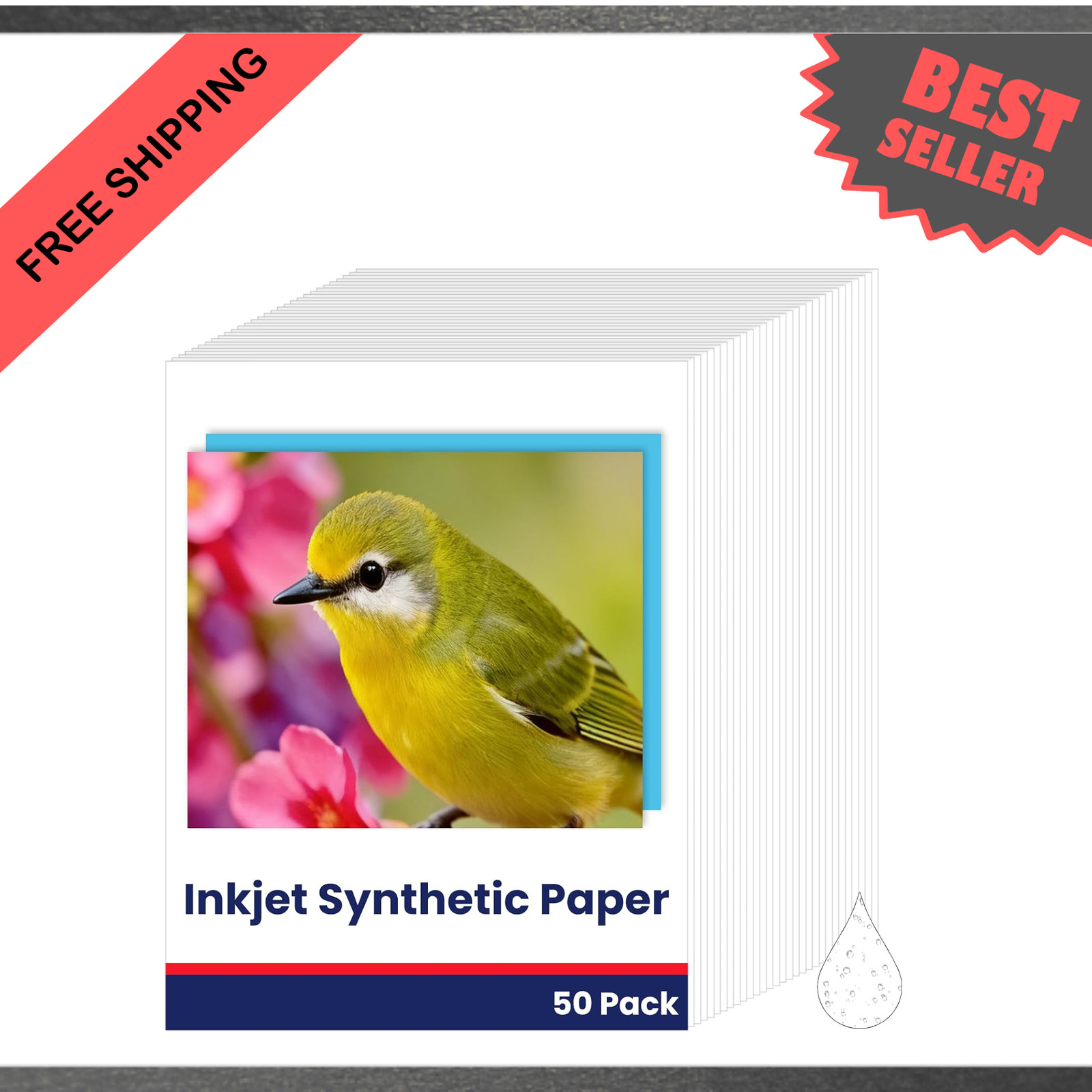 Waterproof Inkjet Paper Synthetic 50 Sheets 8.5 x 11 White Tearproof Printable