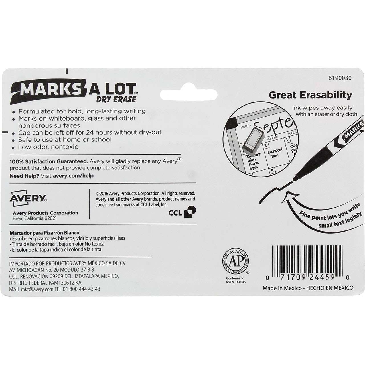 2 Pack Marks-A-Lot Dry Erase Marker, Assorted Colors 24459, Pen-Style, Bullet…