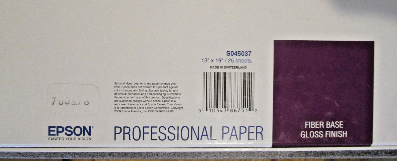 Epson Inkjet Paper 13×19 (21) S045037 NEW 325gsm Exhibition Fiber Paper