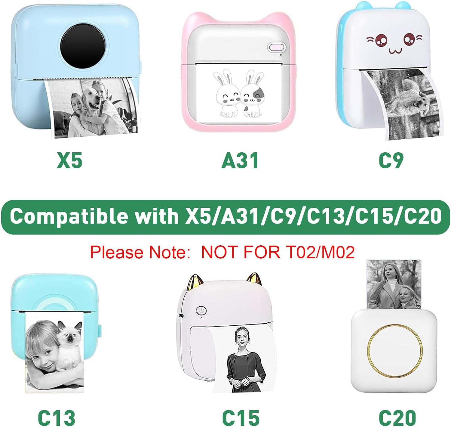 20PCS Mini Printer Paper,Thermal Sticker Paper,Self-adhesive,Mini Thermal Printe