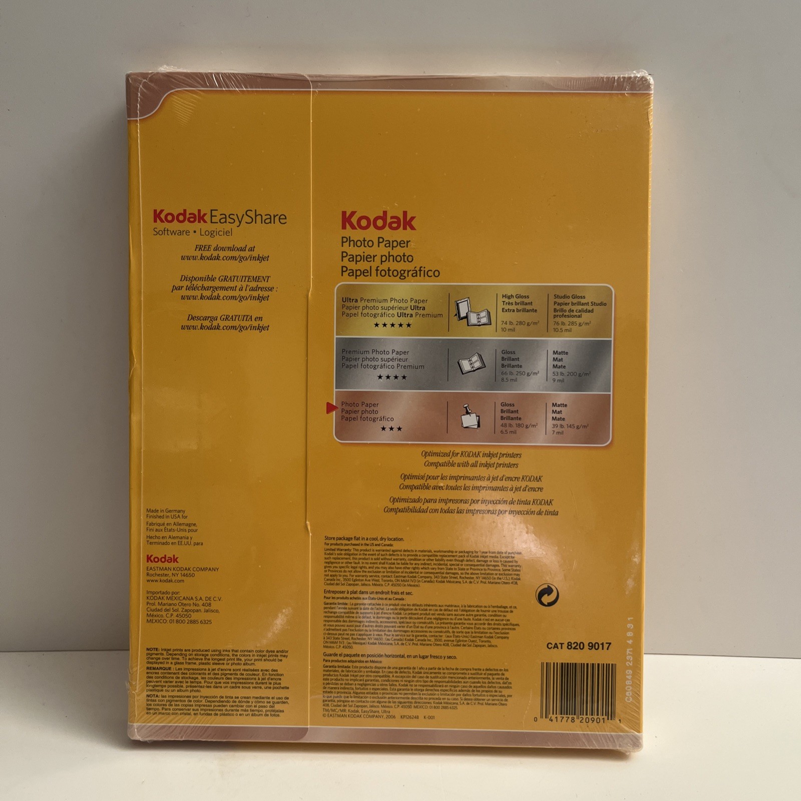 Kodak Photo Paper 8.5 x 11 inch 100 Sheets Gloss Brillant Brillante Instant Dry