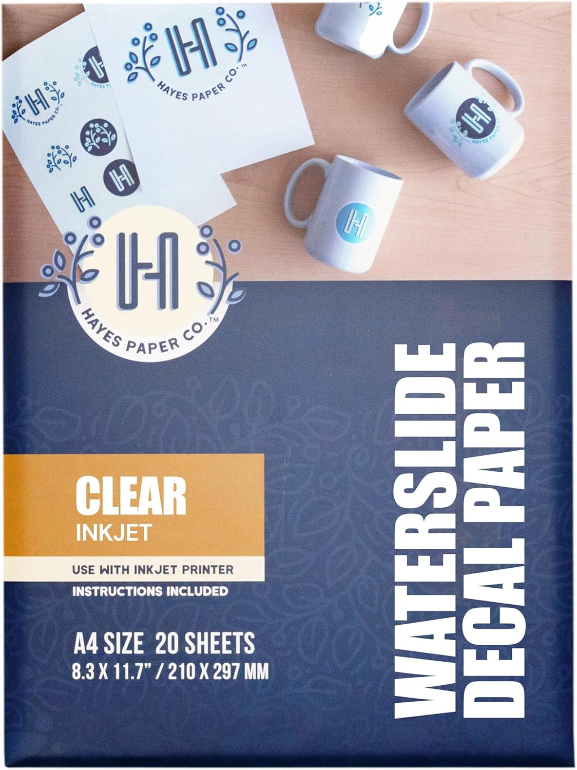 Hayes Waterslide Decal Paper for Inkjet Printers – 20 Clear A4 Sheets (8.25 X 11
