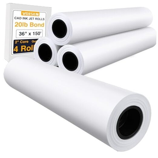 Wide Format Paper,4 Rolls Plotter 36 In x 150 Ft | 2″ Core 20lb | 4 Rolls