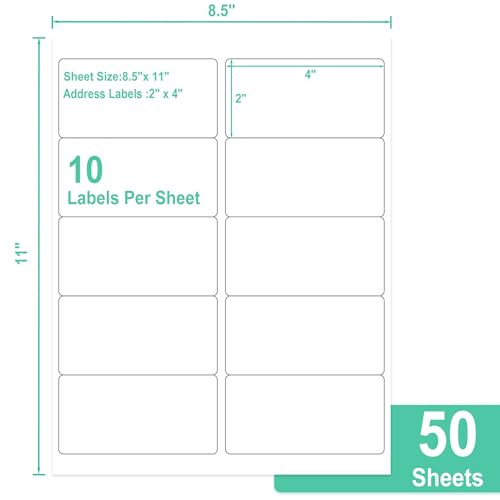 2″ x 4″ Mailing Labels 10 per Sheets Total 300 Labels, Printable White