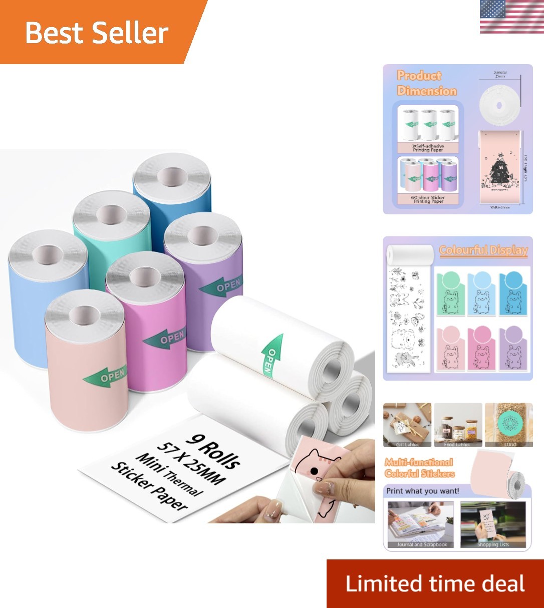 9 Rolls Mini Thermal Sticker Paper for Mini Inkless Printer, BPA/BPS Free | 3…
