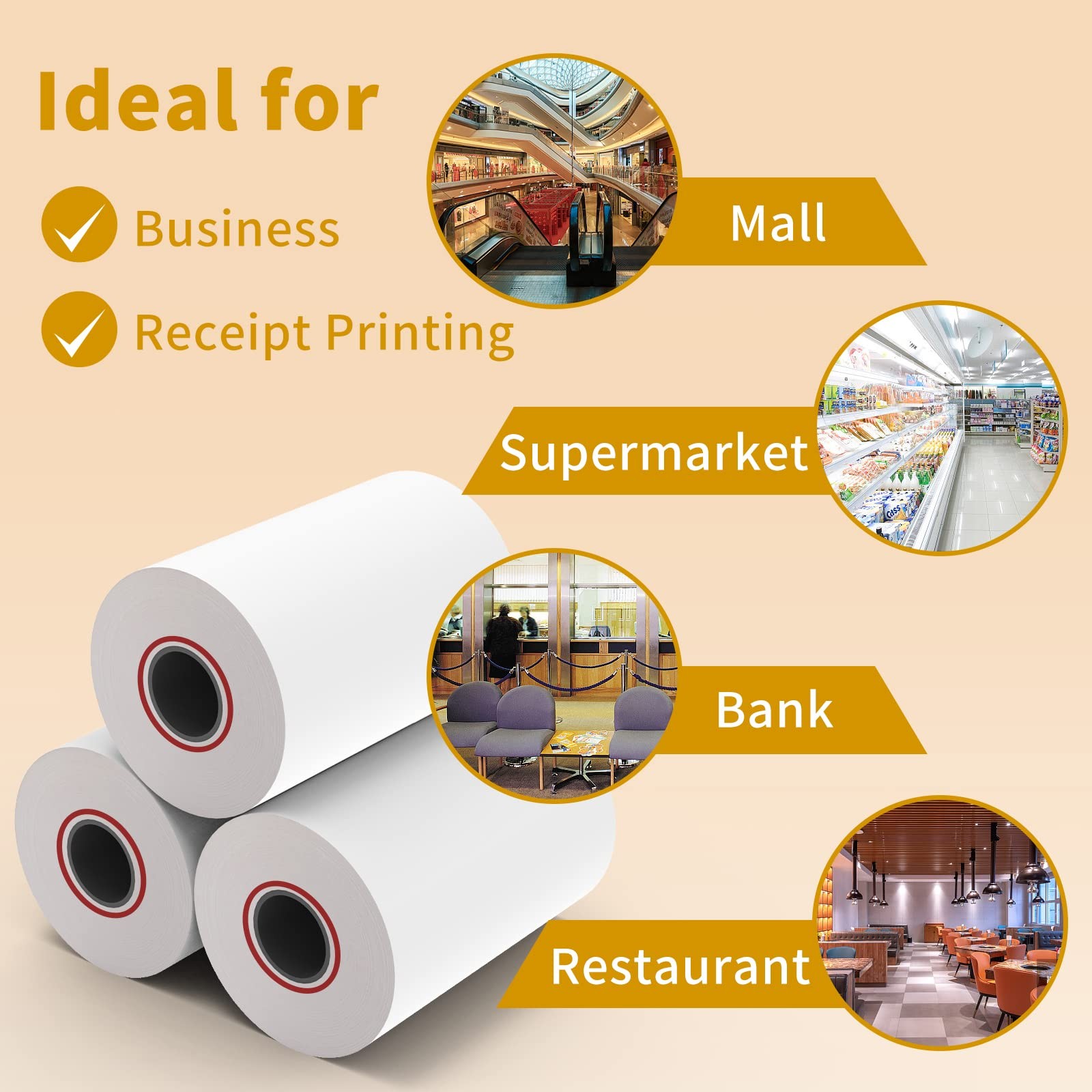 MFLABEL® 50 Rolls Thermal Paper (2 1/4″ x 85′) – POS 2 x 85′, White