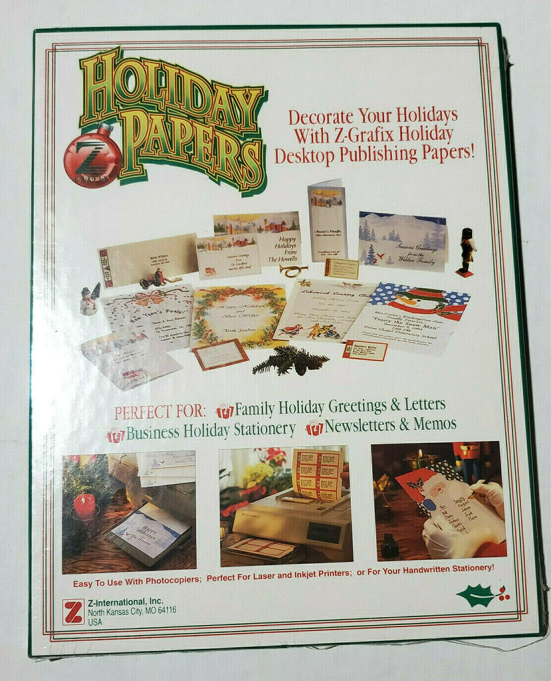 Z Grafix Santa Claus Christmas Holiday Stationery 100 Sheets letters NEW