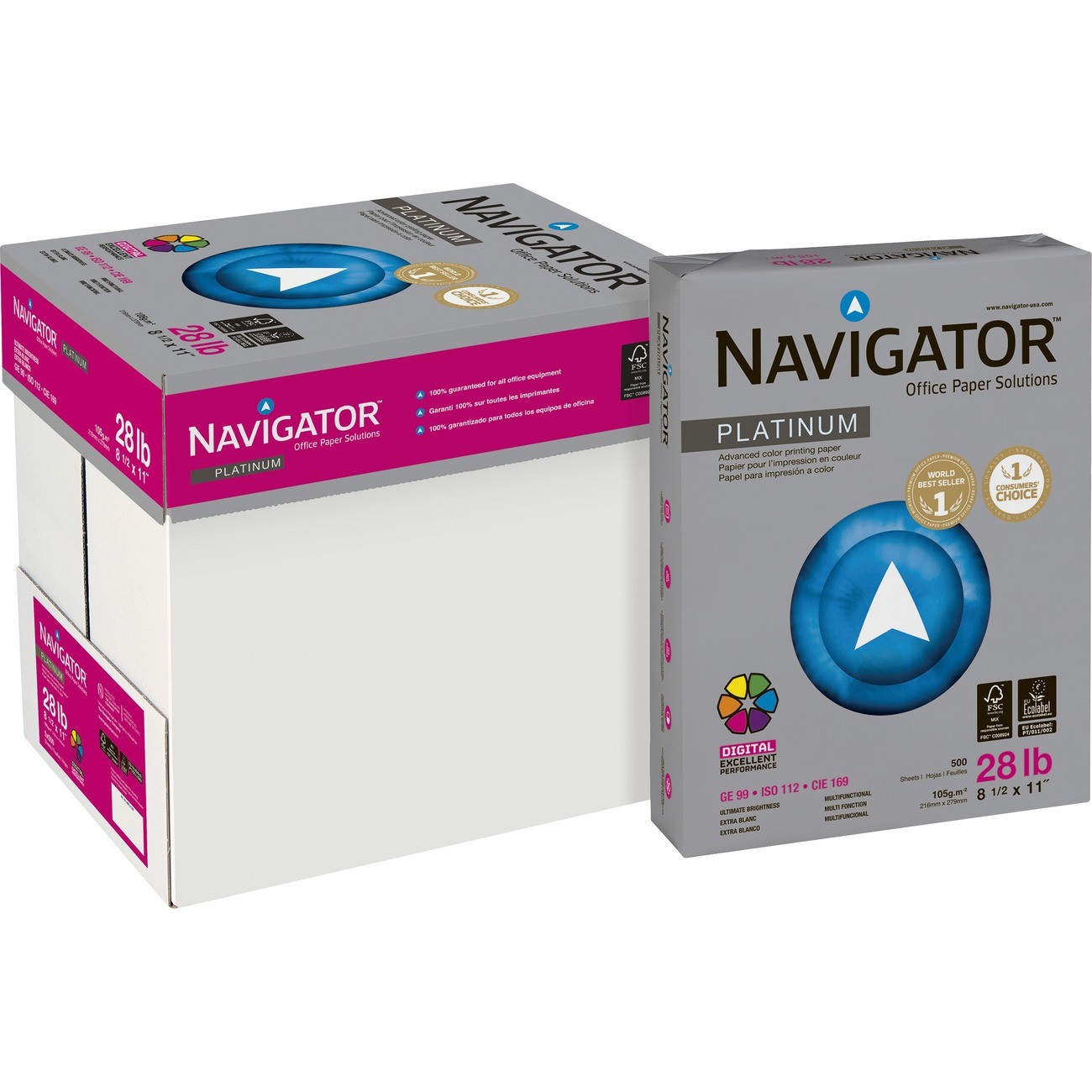 Soporcel NPL1128 Navigator Platinum Paper 28lb 2500 Sheets