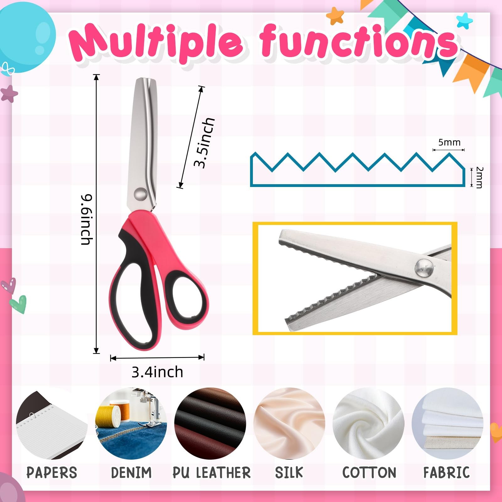 Paper Crimper 9 Inch Pinking Shears Inkjet Paper Chip Bag Crafting Kit Hub