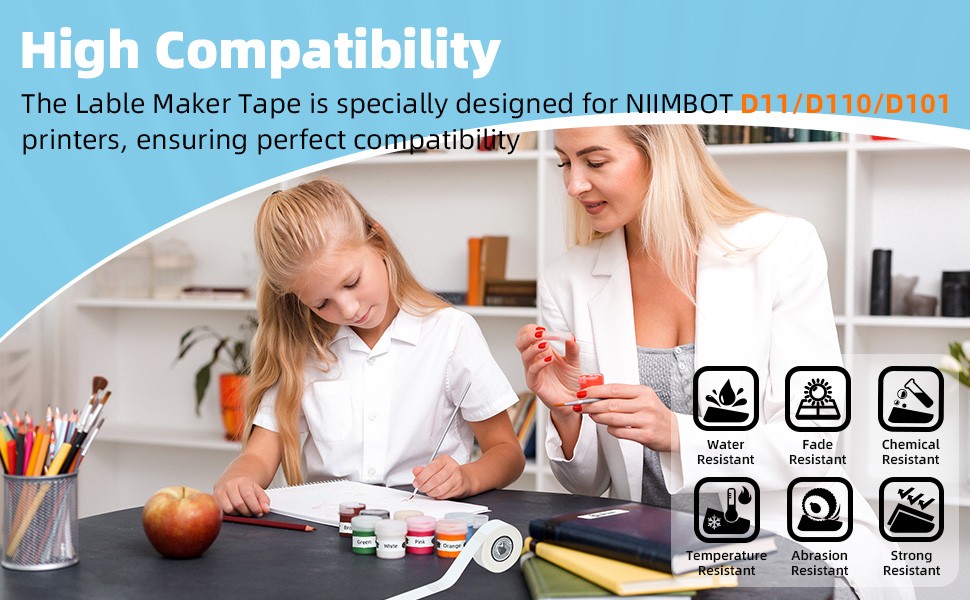 D110 Label Maker Tape Compatible with NIIMBOT D11/D110, NADAIIN N12 Label Maker,
