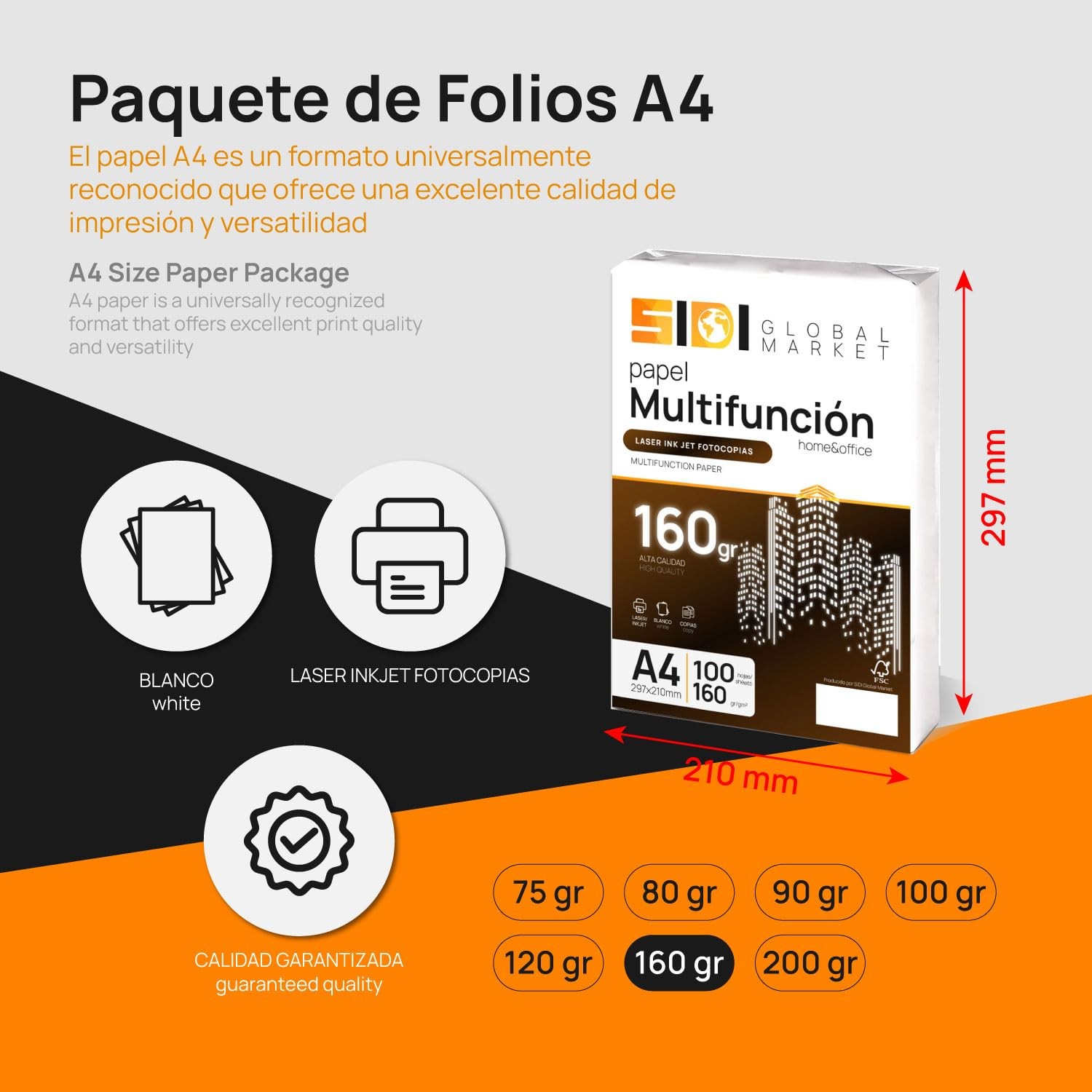 A4 Paper, 160g, Printer Paper A4, Pack for School, Work or Home Used…