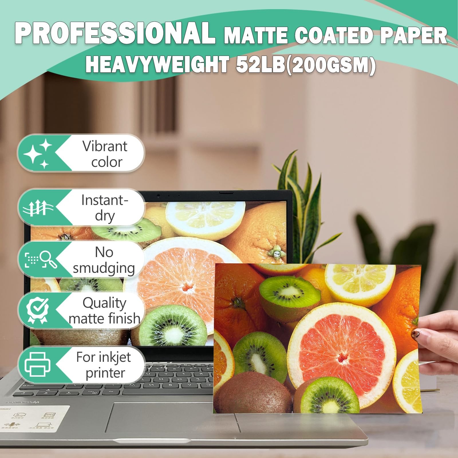 4×6 Matte Photo Printer Paper 52lb for Inkjet Printing, Thick Coated Presenta…