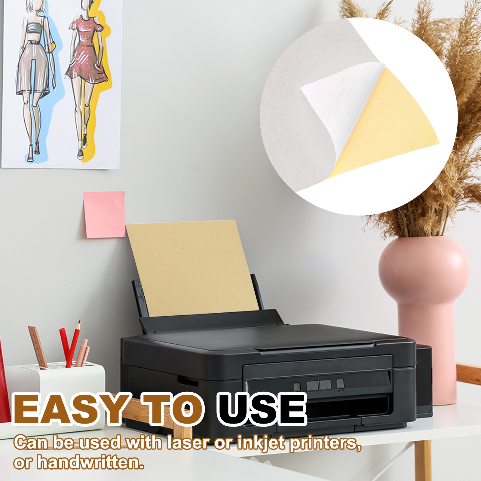 30 Sheets Printable Self Adhesive Sticker Paper for Laser Printer, White
