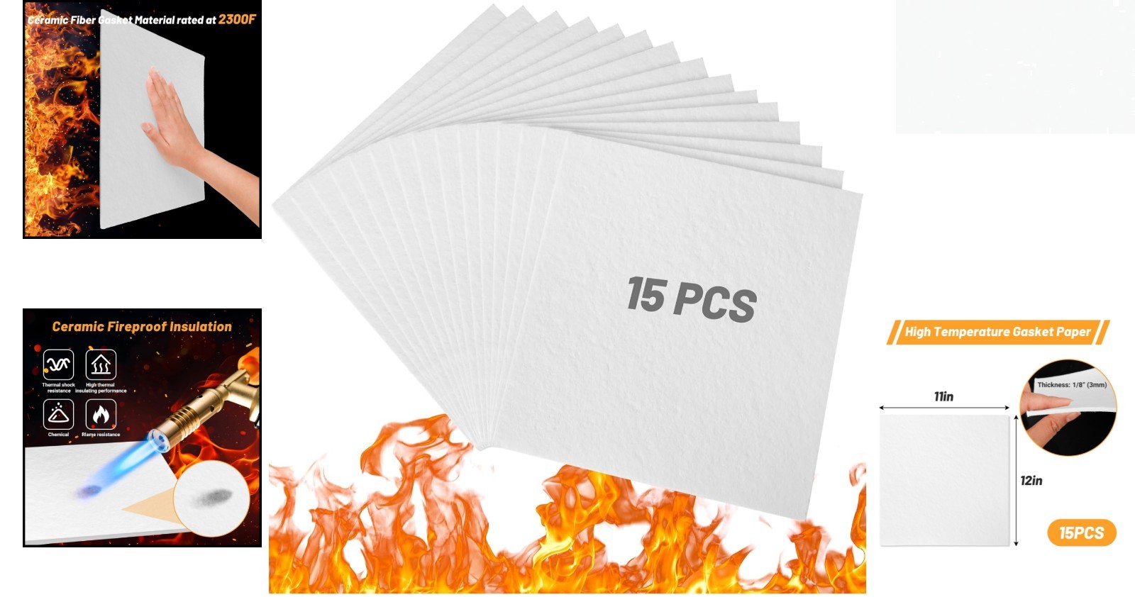 DIY 10 Pack High-Temperature Gasket Paper Sheets for Stoves and Furances 11×12