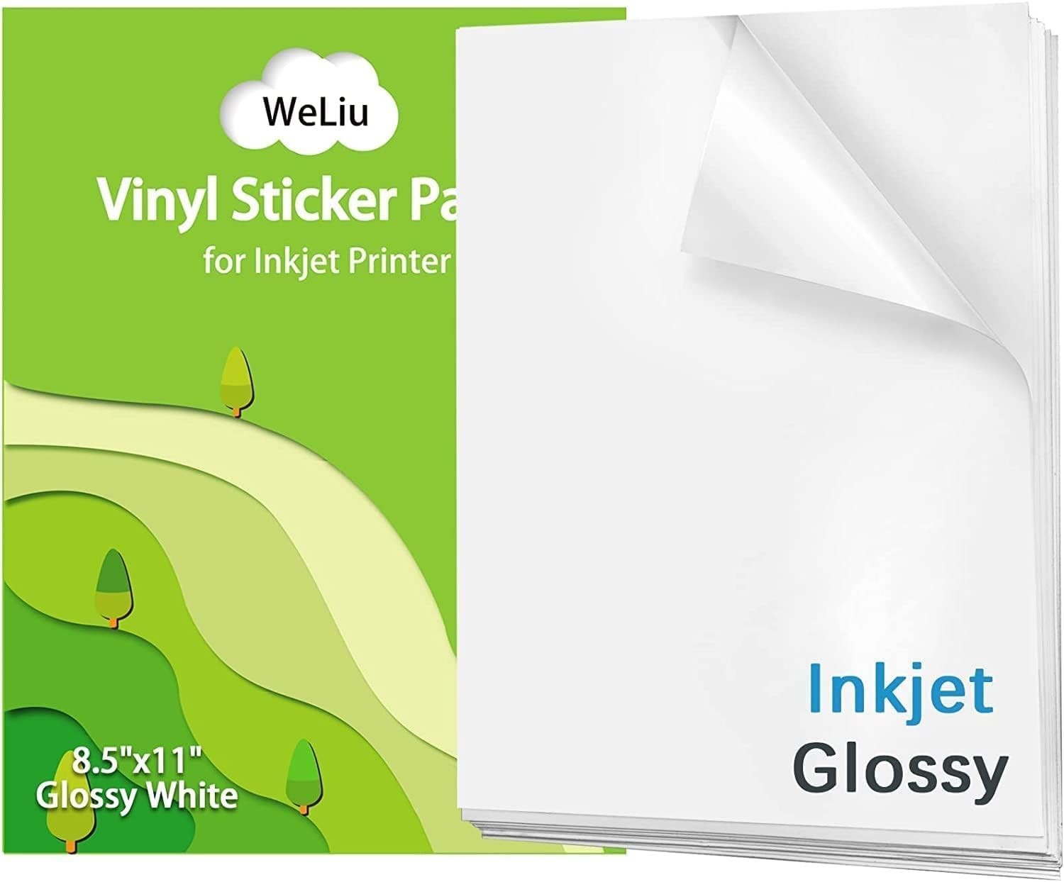 Printable Vinyl Sticker Paper for Inkjet and Laser Printer – Glossy White – 2…