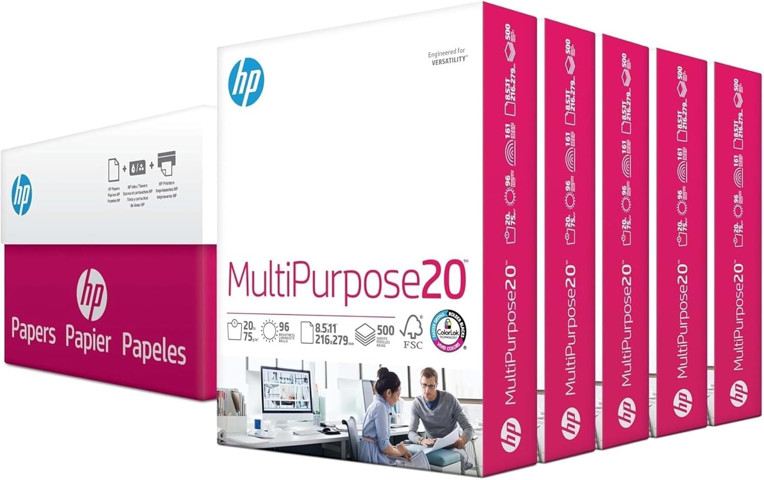 HP Papers 115100 96 Bright 20 lbs. Multipurpose Paper – WHT (5/Carton) New
