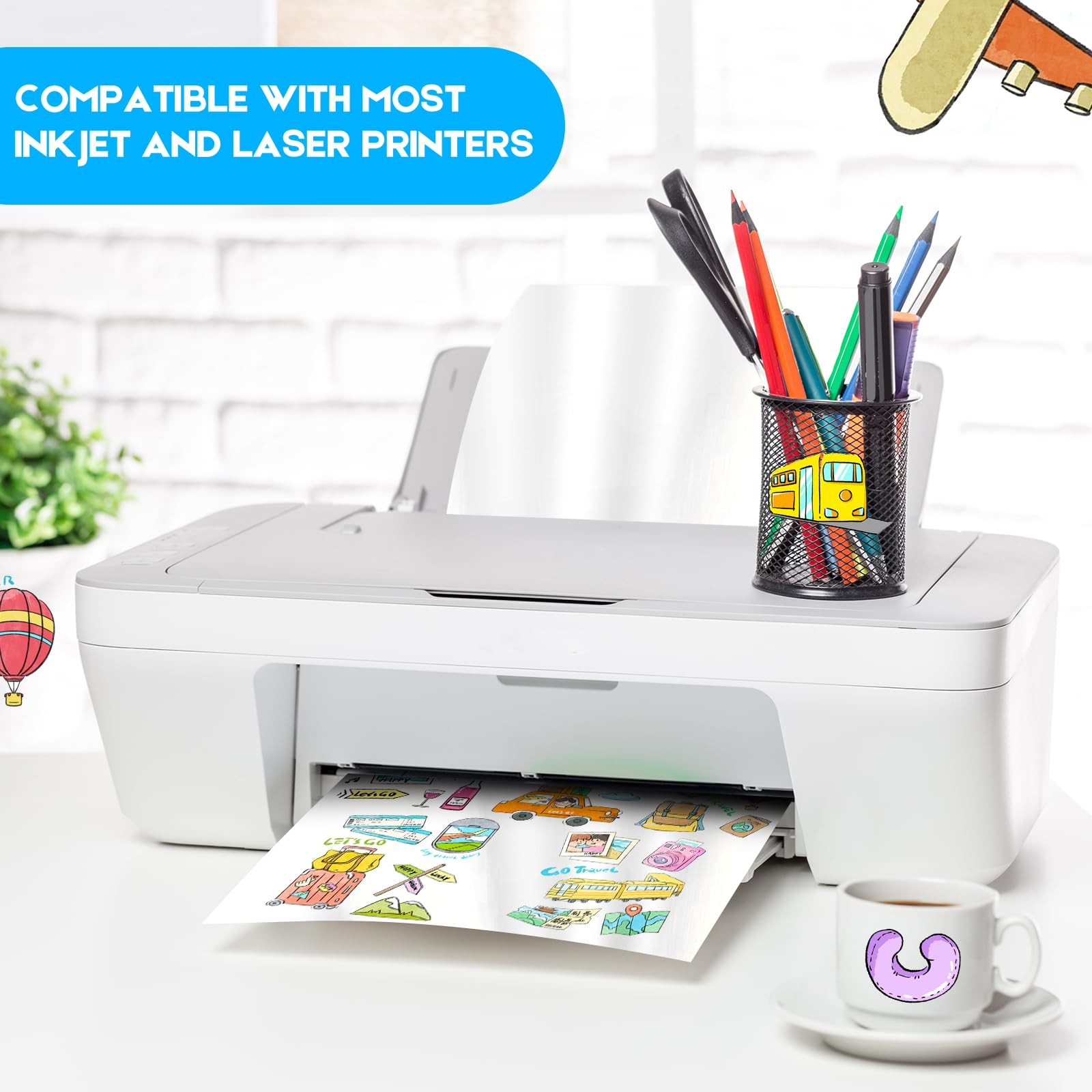 Premium Printable Vinyl Inkjet Stickers -30 Sheets Glossy White 8.5×11 Inch S…