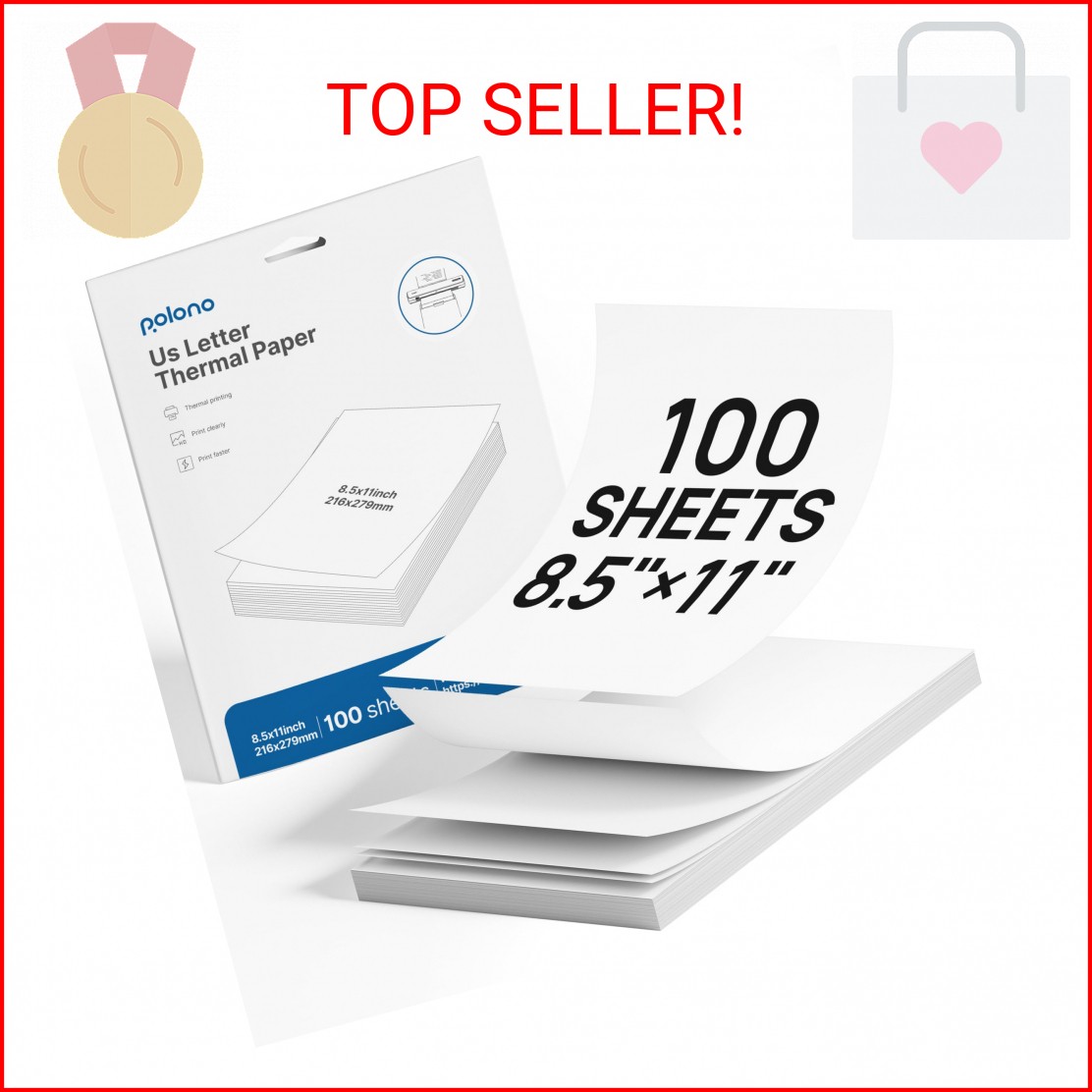 POLONO D810 Thermal Printer Paper 8.5 x 11 Inch, Advanced Thermal Printing, US L
