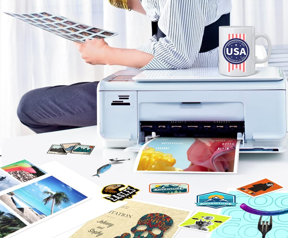 25 Sheet Matte White Printable Vinyl Sticker Paper for Inkjet Printers 8.5 x 11″