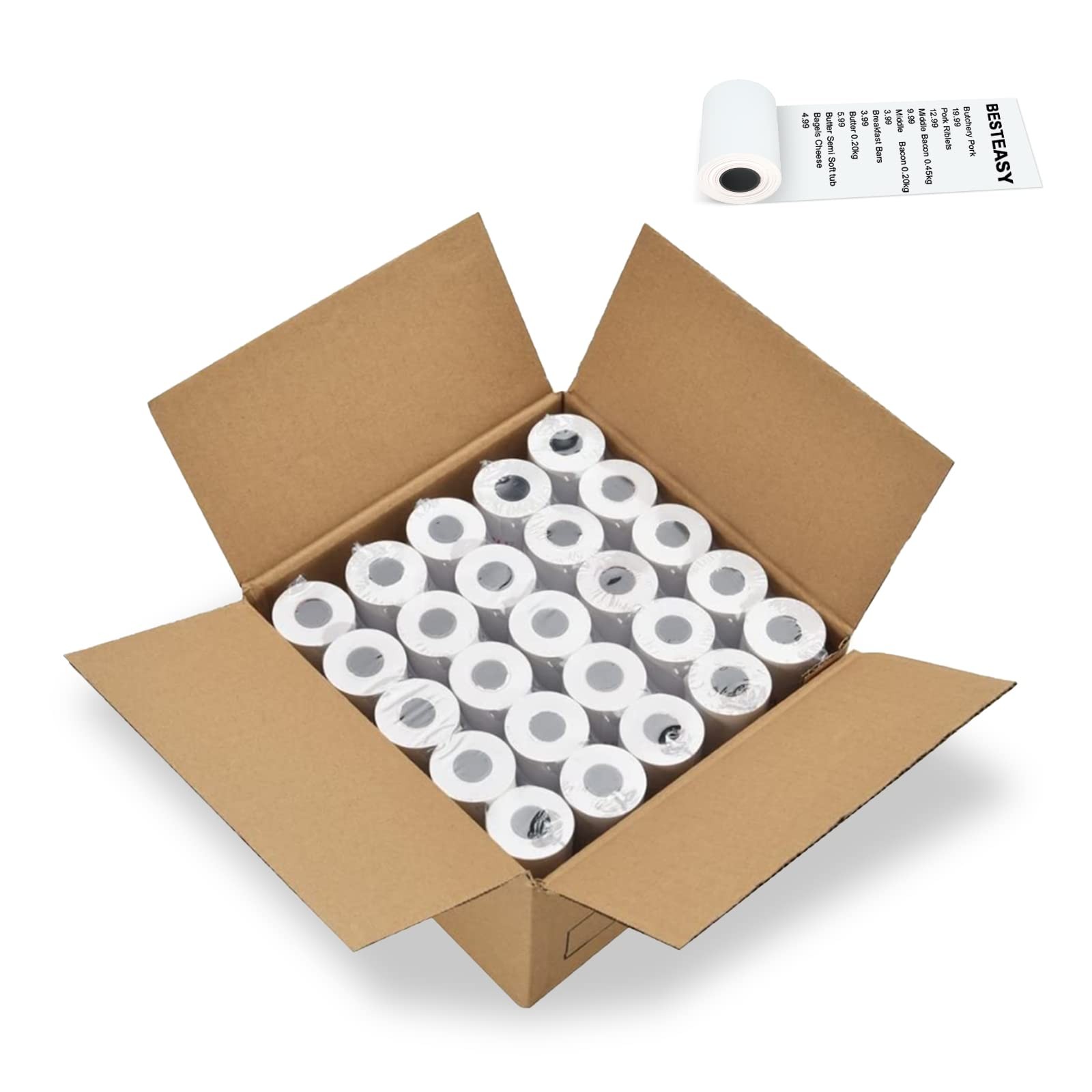 BESTEASY 2-1/4″ x 85′ POS Cash Register Roll Thermal x 85′, White