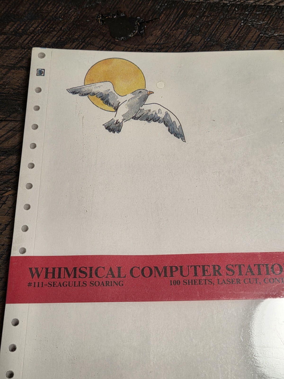 Seagulls Soaring Whimsical Computer Stationary 100 Sheets Laser Cut Pin Feed New