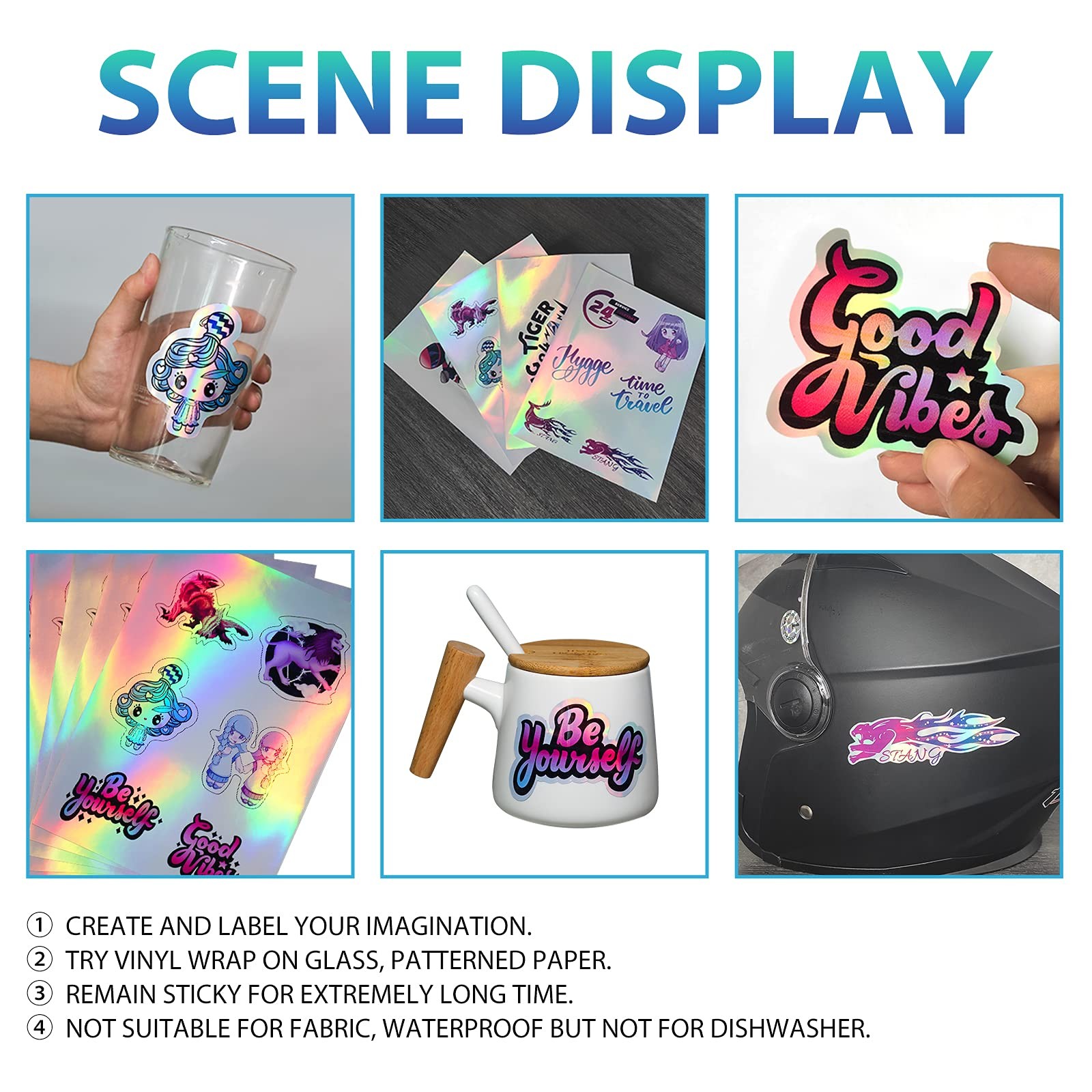 50 Sheets Holographic Sticker Paper for Inkjet & Laser Printer- 8.5×11 inch