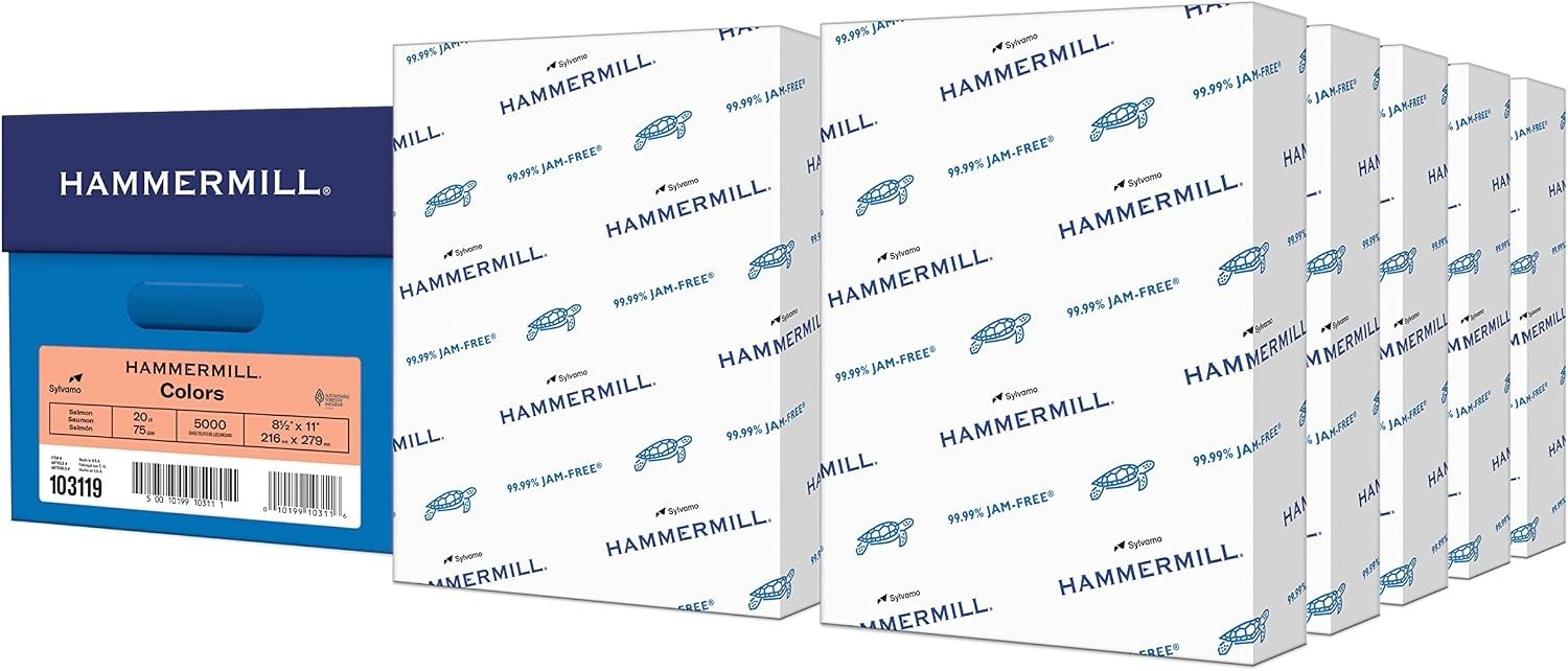 USA-Made Salmon Printer Paper, 30% Recycled