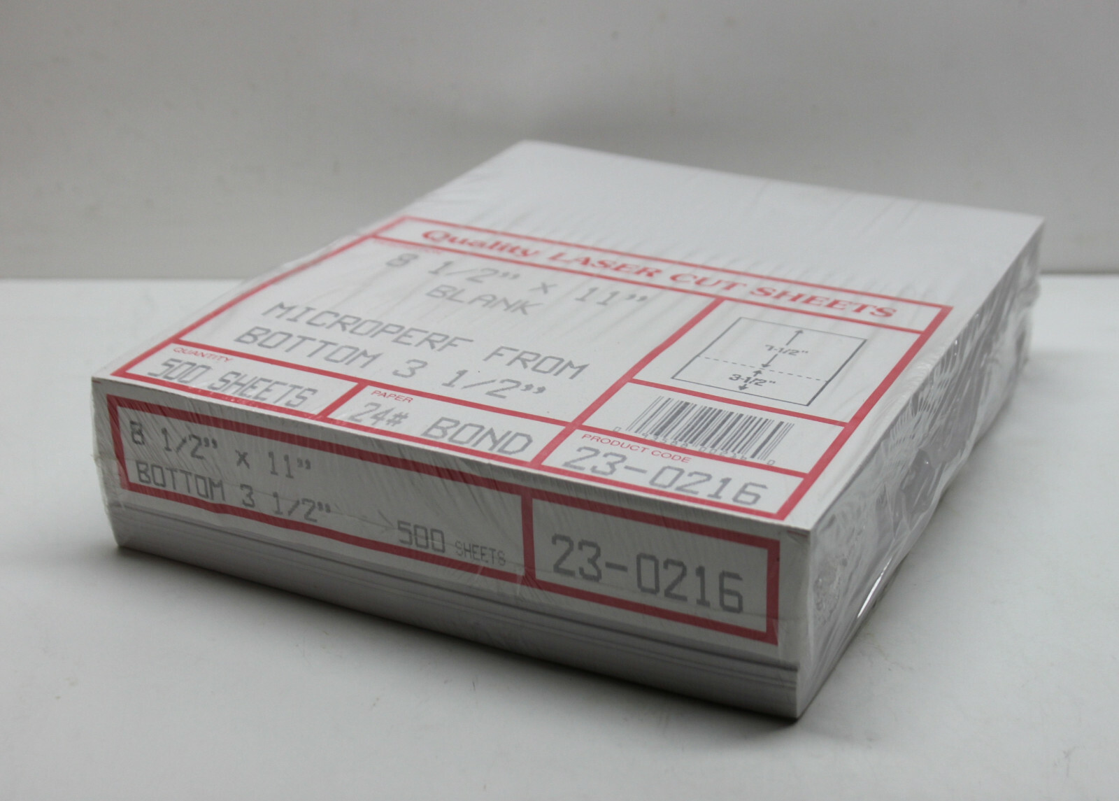 📄 8.5 8-1/2 x 11 Blank Perforated Paper 24# Bond w/ 3.5 3-1/2 Return 500 Sheets