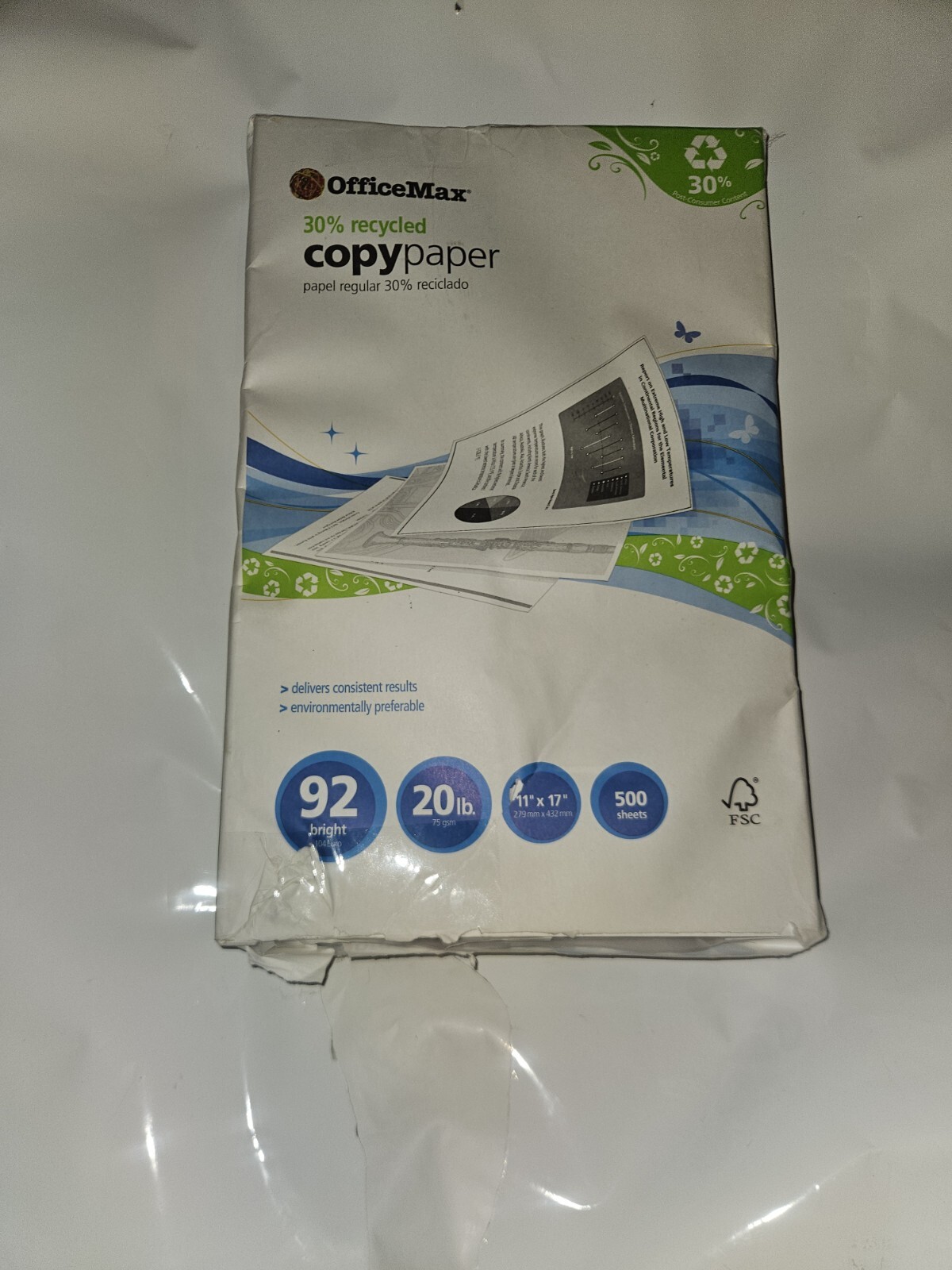 Printer Paper, Officemax Premium Copy, 11×17, White, 92 Bright, 500 Sheets.