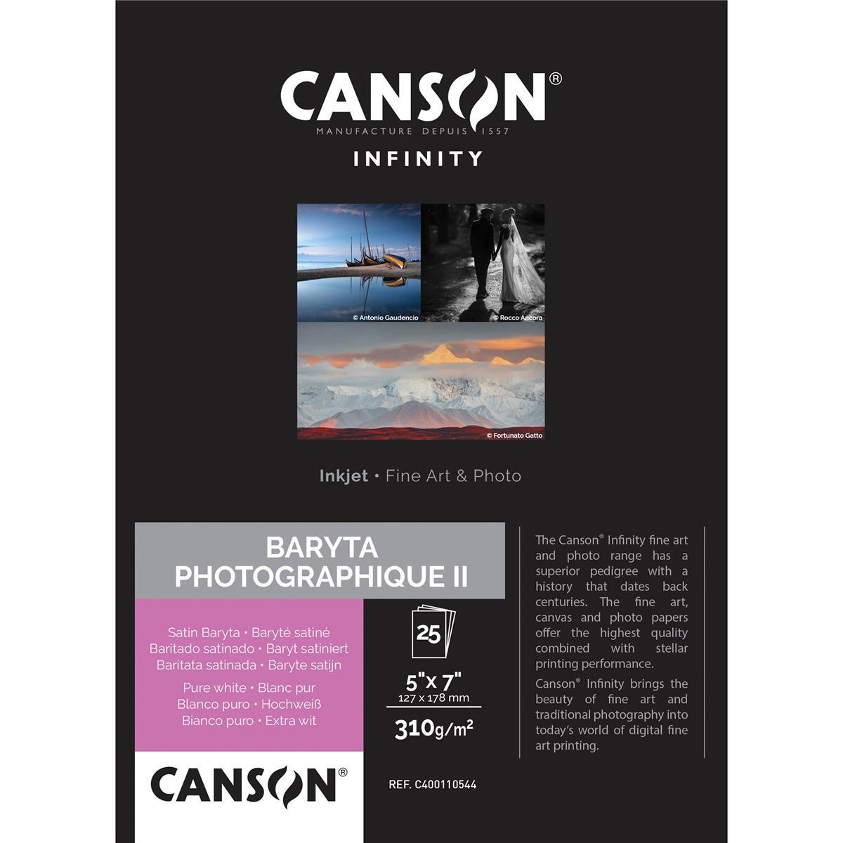 Canson Infinity Baryta Photographique II 310gsm Paper, 5×7″, 25 Sheets