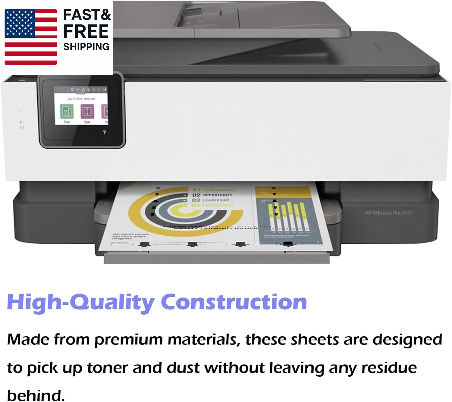 15-Pack Letter Size Printer Cleaning Sheets for Laser and Inkjet Copier Fax Roll
