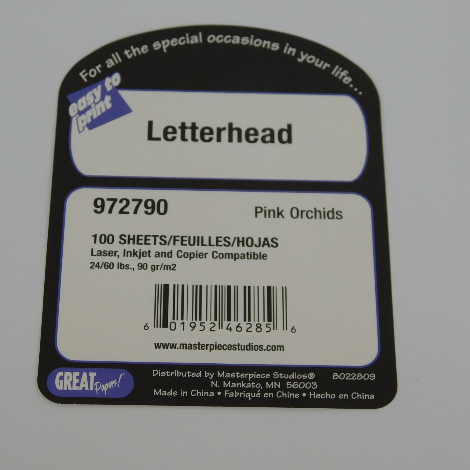 Pink Orchids Letterhead 8.5 x 11 Great Papers 100 Sheets New in Package Printer