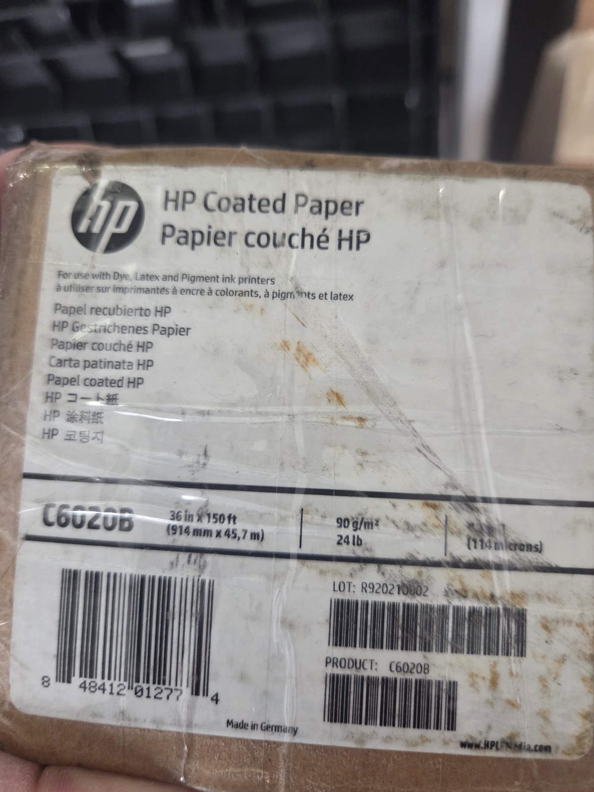 HP C6020B Designjet Inkjet Coated Large Format Paper 4.5 Mil 36″ X 150 FT -…