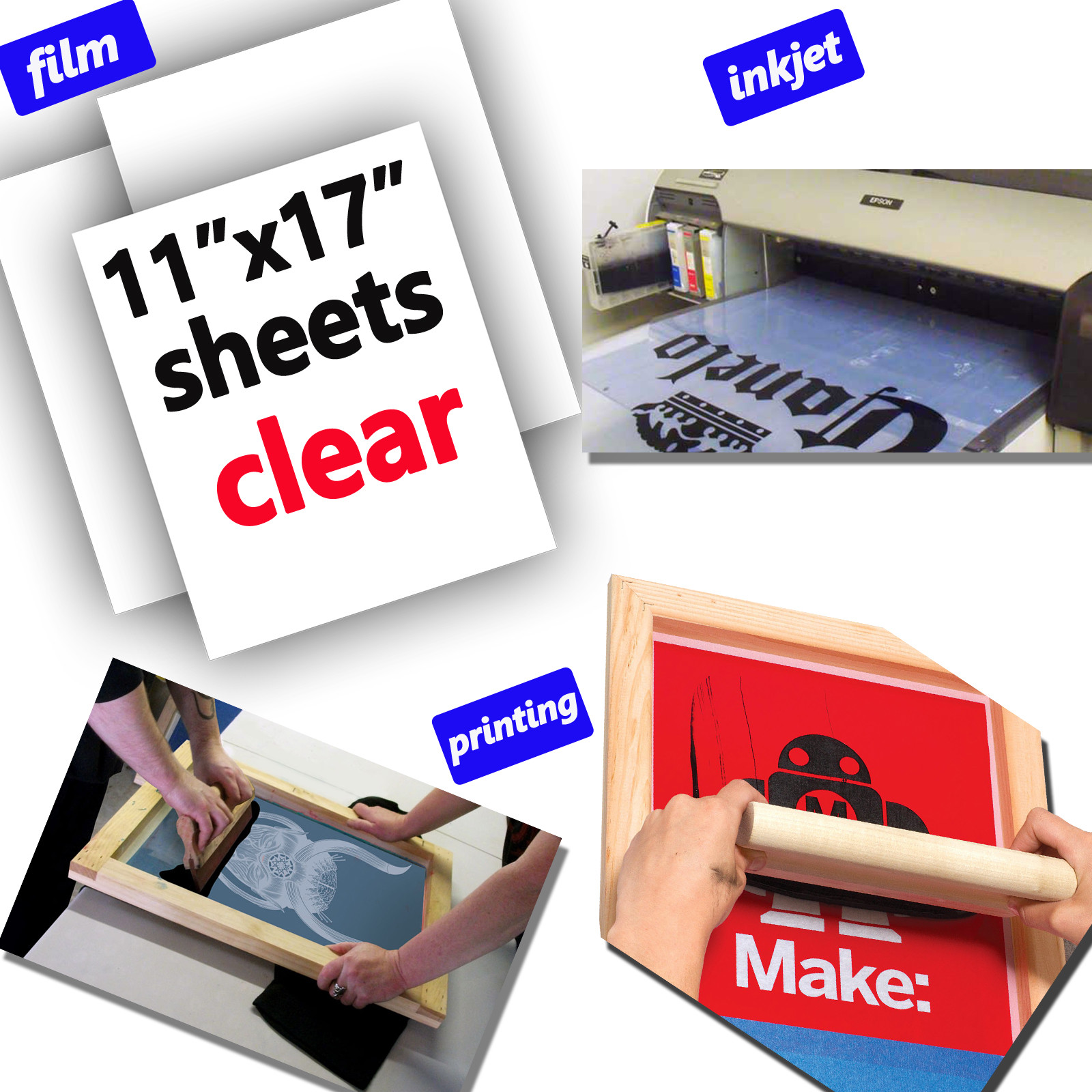 50 sheets,Waterproof Instant Dry Inkjet Milky Transparency Positive Film 11 x 17