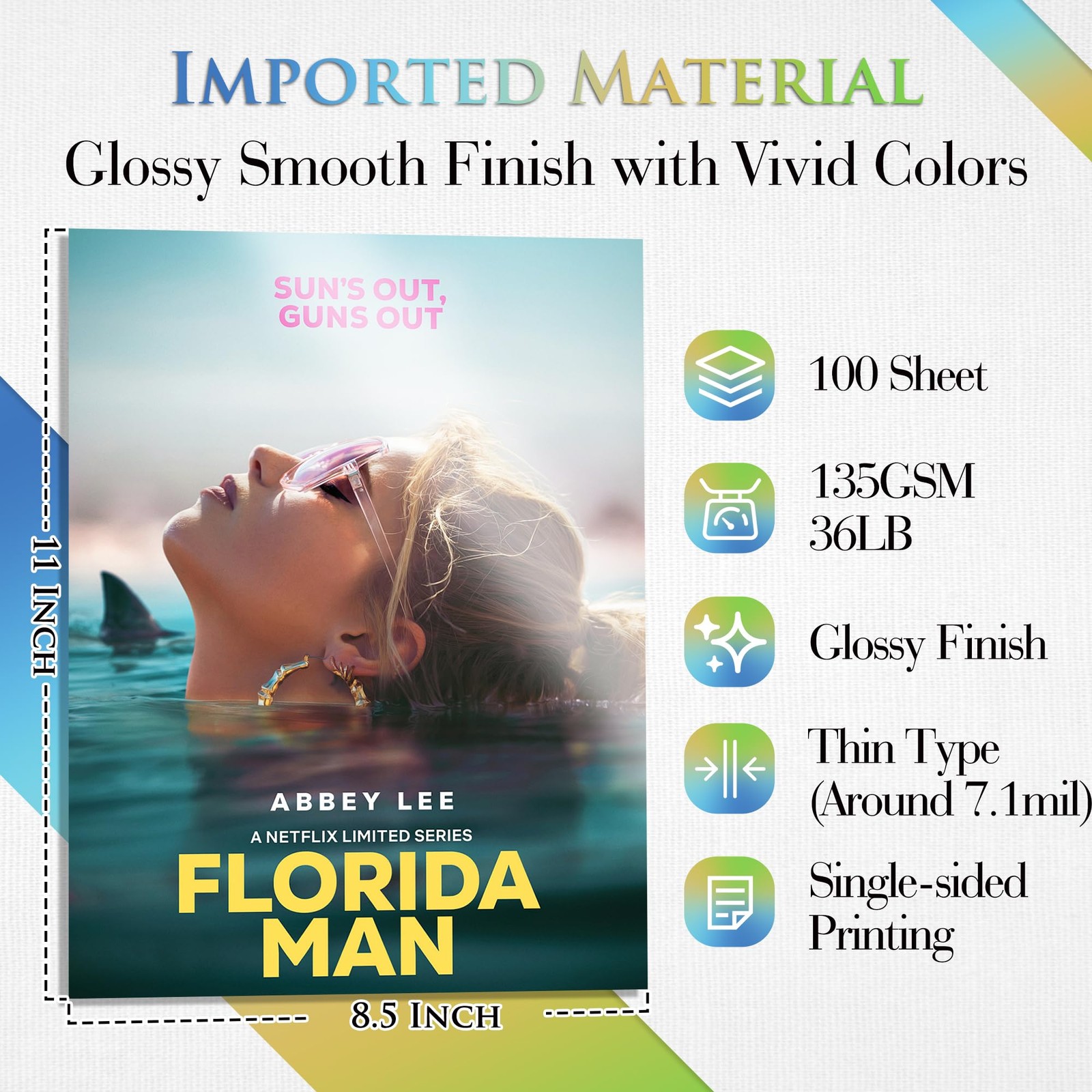 Glossy Thin Photo Printer Paper for Flyer Brochure Chip Bag 8.5×11 Inch 36lb …