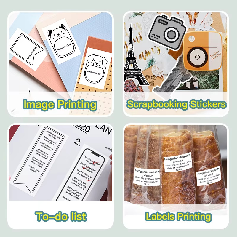 New 10 Roll Sticker Paper for Mini Printer Label Sticker Paper Color Thermal Pap