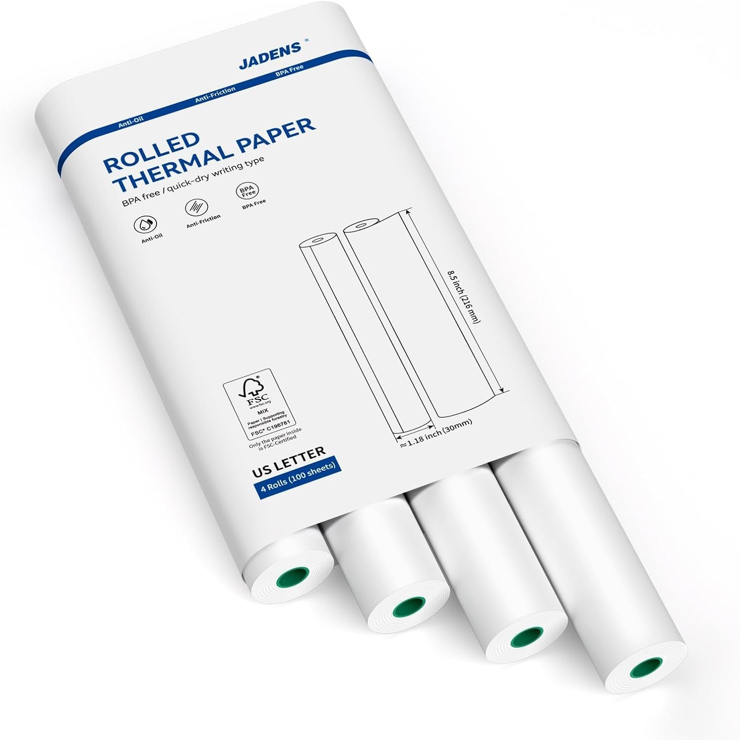 4 Rolls of Eco-Friendly Quick-Dry Thermal Paper 8.5”x11” for Smooth Printing