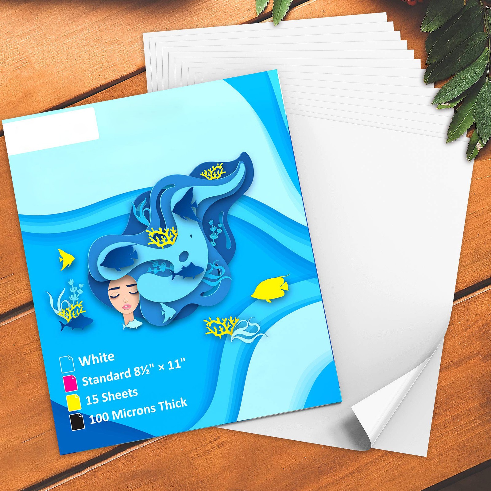 Self Adhesive Sticker Paper, Vinyl, Laser Printer, 15 Sheets