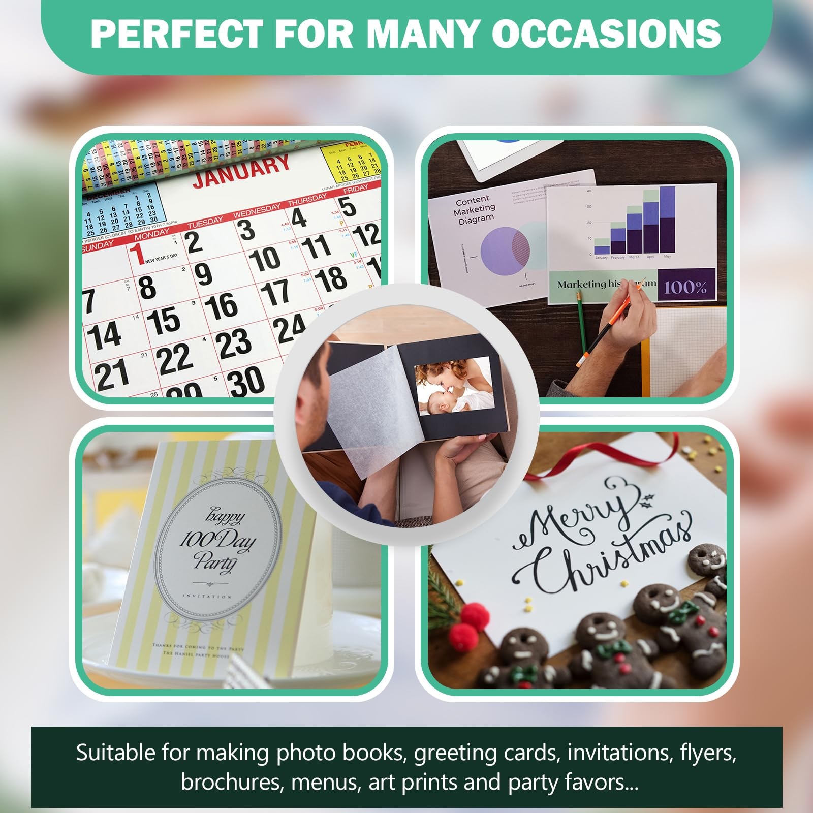 100 Sheets 8.5×11 Inch Glossy Photo Paper 200 GSM Inkjet P8511YB200GP