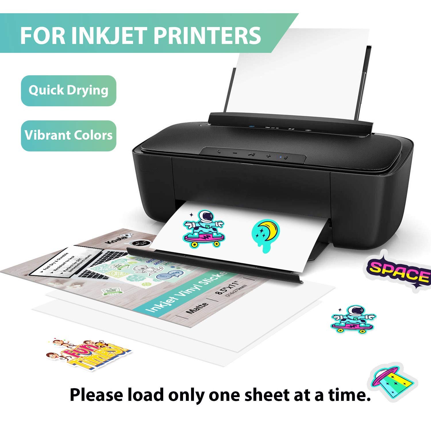 Printable Vinyl Sticker Paper for Inkjet Printer – 20 Sheets Matte White Viny…